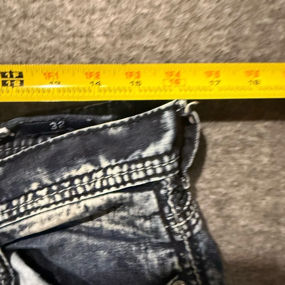 American Fighter Buckle Jeans Men 32 Long (32x34) blue Legend Slim Straight Acid